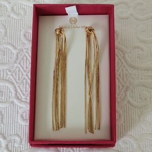 House Of Harlow 1960 Long Gold Tassel Knot Earrings NEW